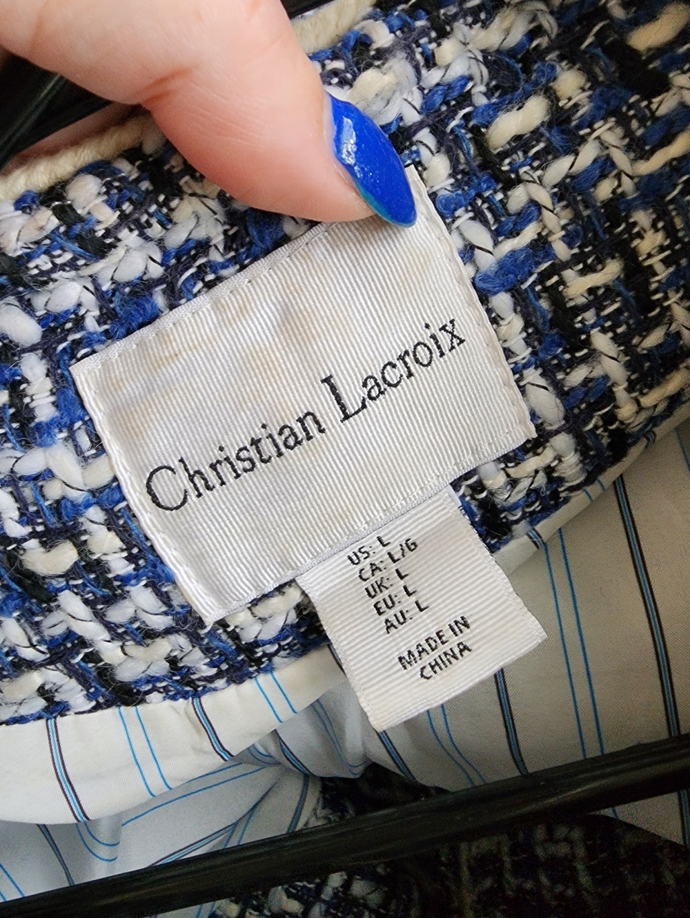 Christian Lacroix Classic Navy & White Tweed Cropped Jacket $800 MSRP - Picture 5 of 8